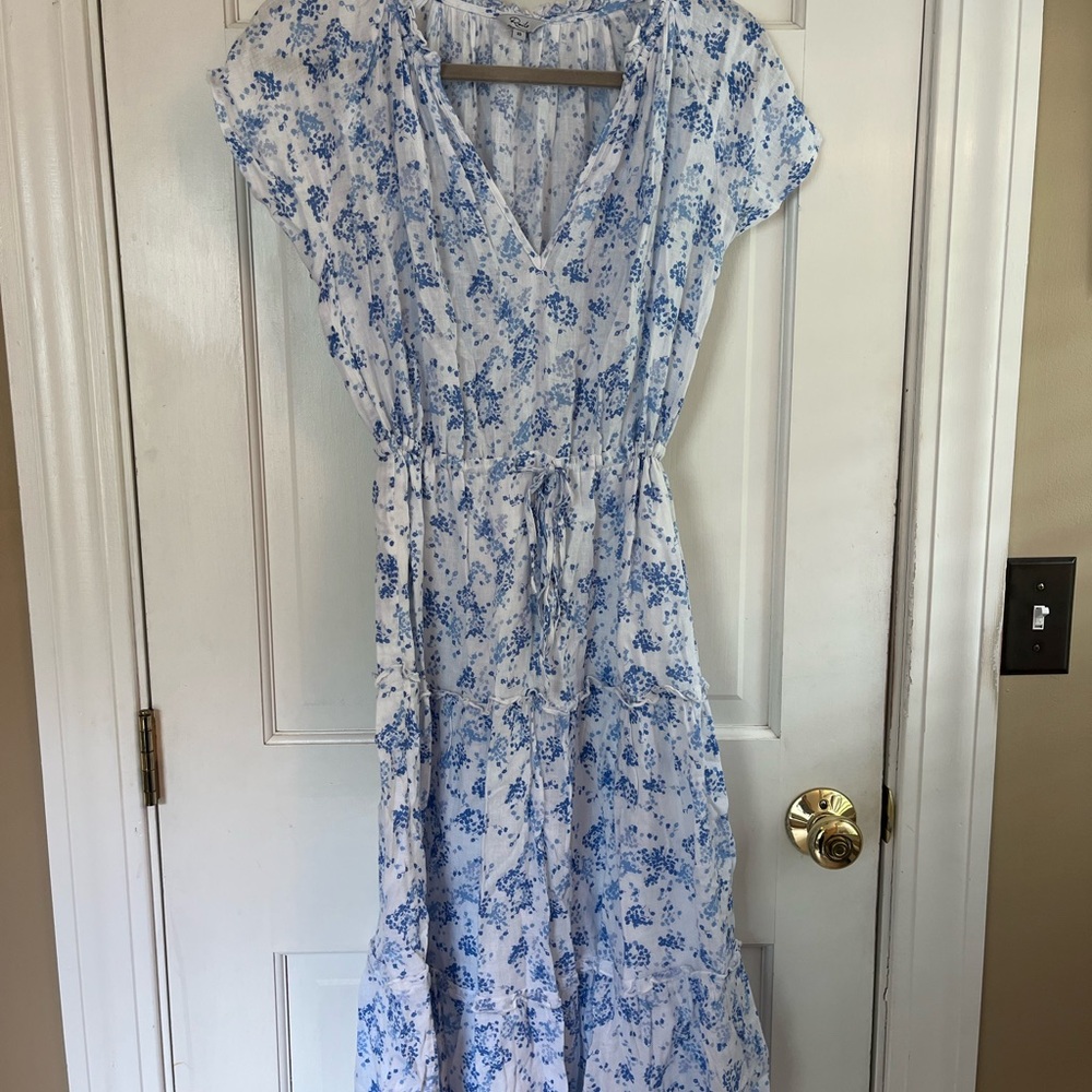 Rails Blue and White Tie Front Maxi Dress